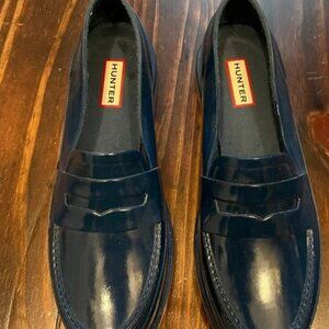 HUNTER Original Waterproof Rubber Penny Loafer in Moonlight - Size 8 - RELISTED